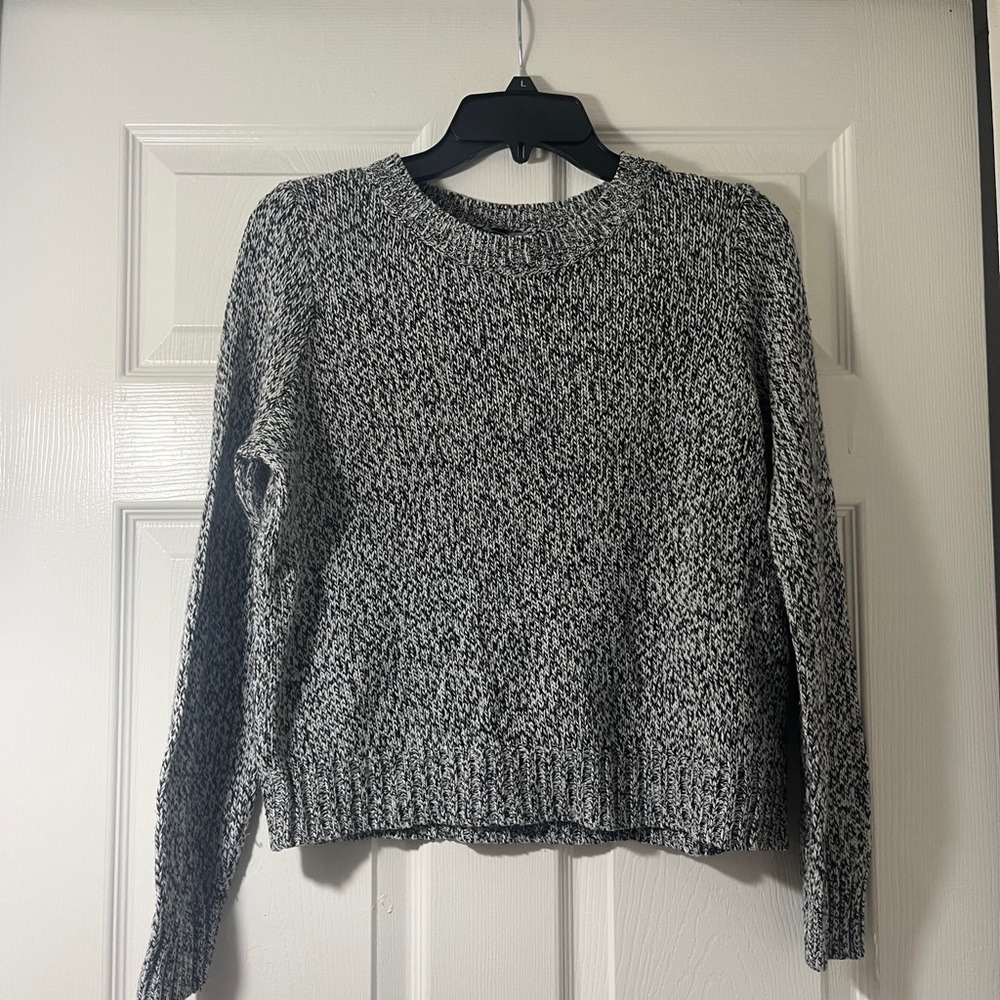 H&M Divided Marled Knit Sweater Womens Small Black White Crewneck Pullover